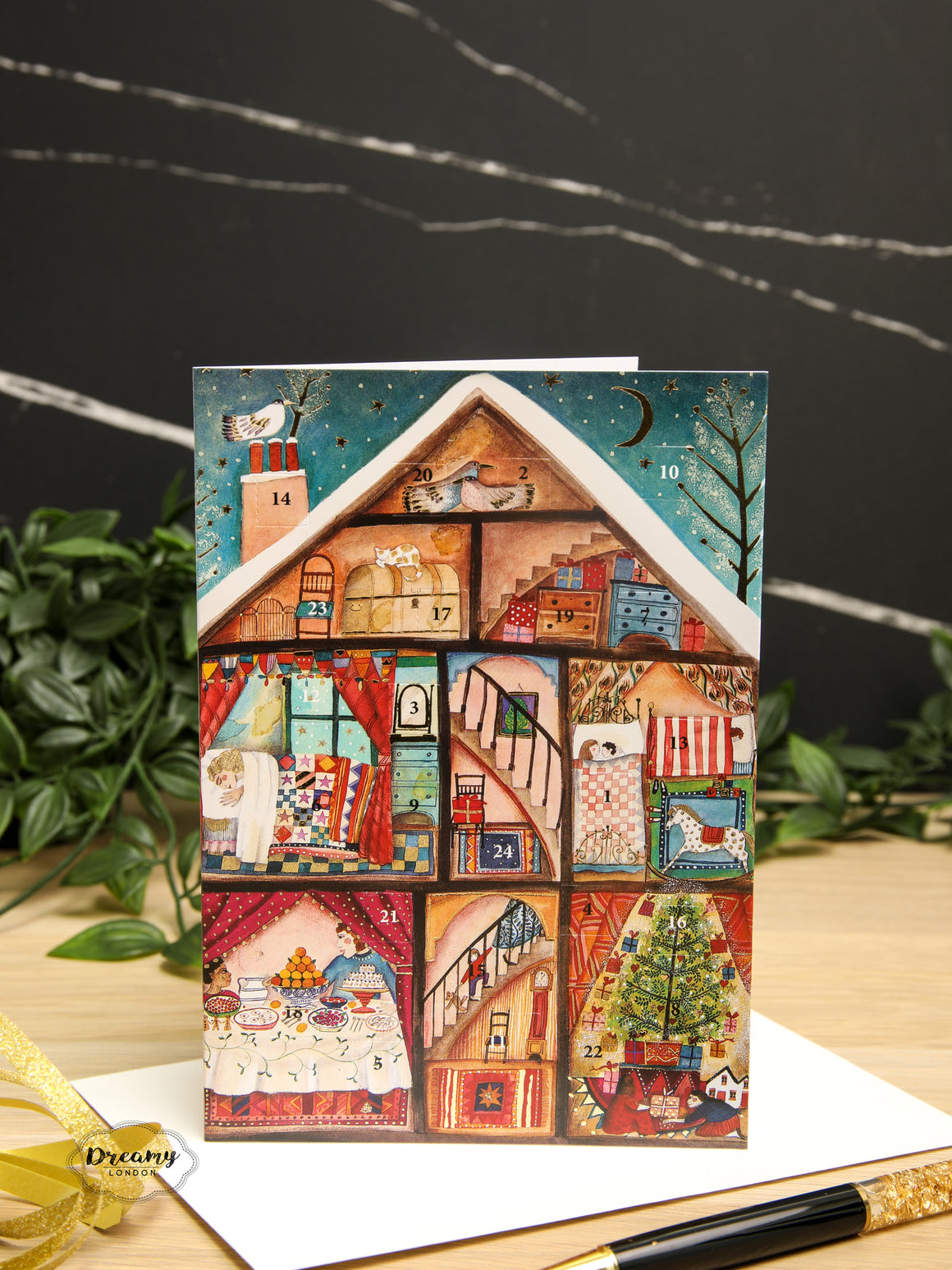Cosy House Christmas Advent Calendar Card
