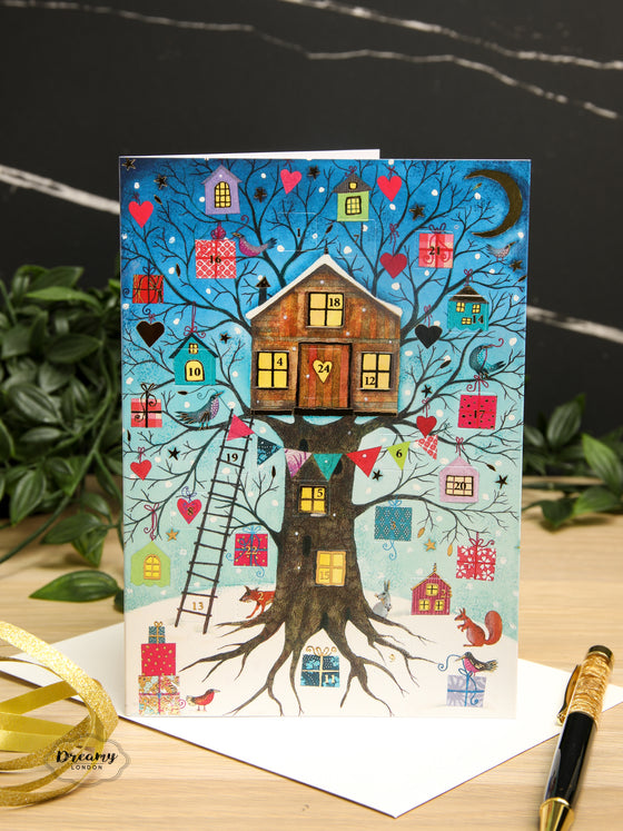 Christmas Treehouse Advent Calendar Card