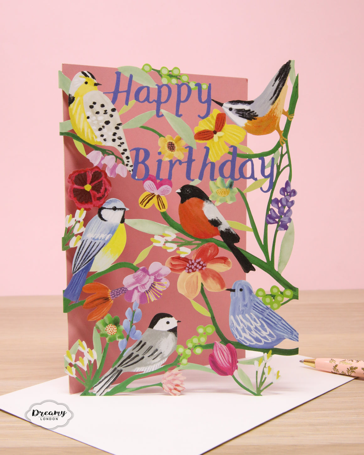 Laser cut Birds Birthday Card