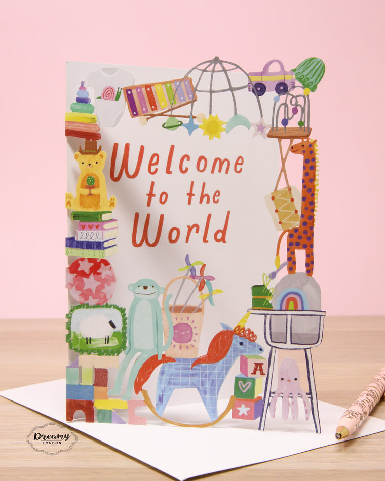 Welcome to the World New Baby Laser cut Card