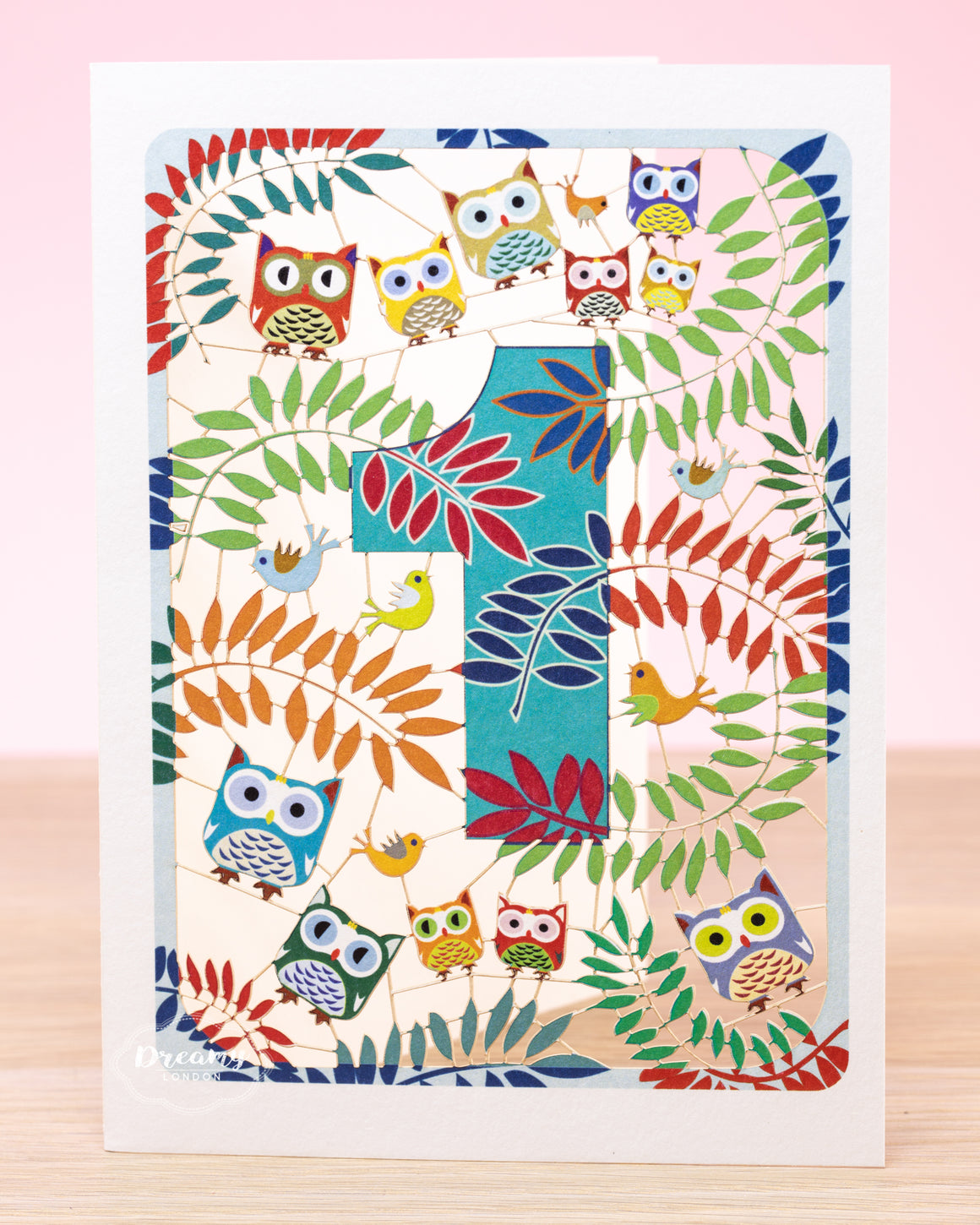 1st Birthday Card Owls Laser Cut - dreamylondon