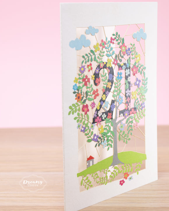 21st Tree of Life Birthday Card - dreamylondon
