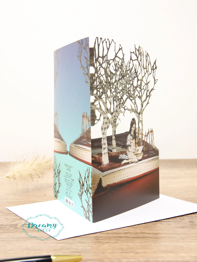 Reading In The Woods Lasercut Card