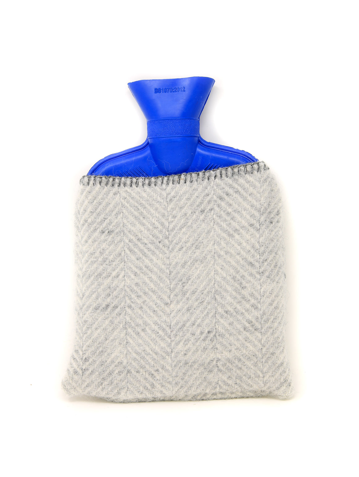 Addison Hot Water Bottle with Herringbone Grey Wool Cover