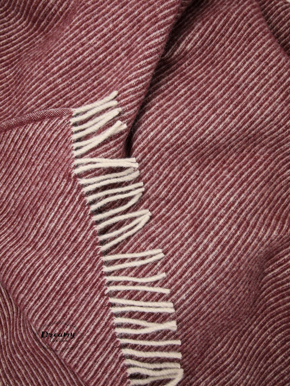 Rosewood Dark Red Diagonal Stripe Wool Blanket