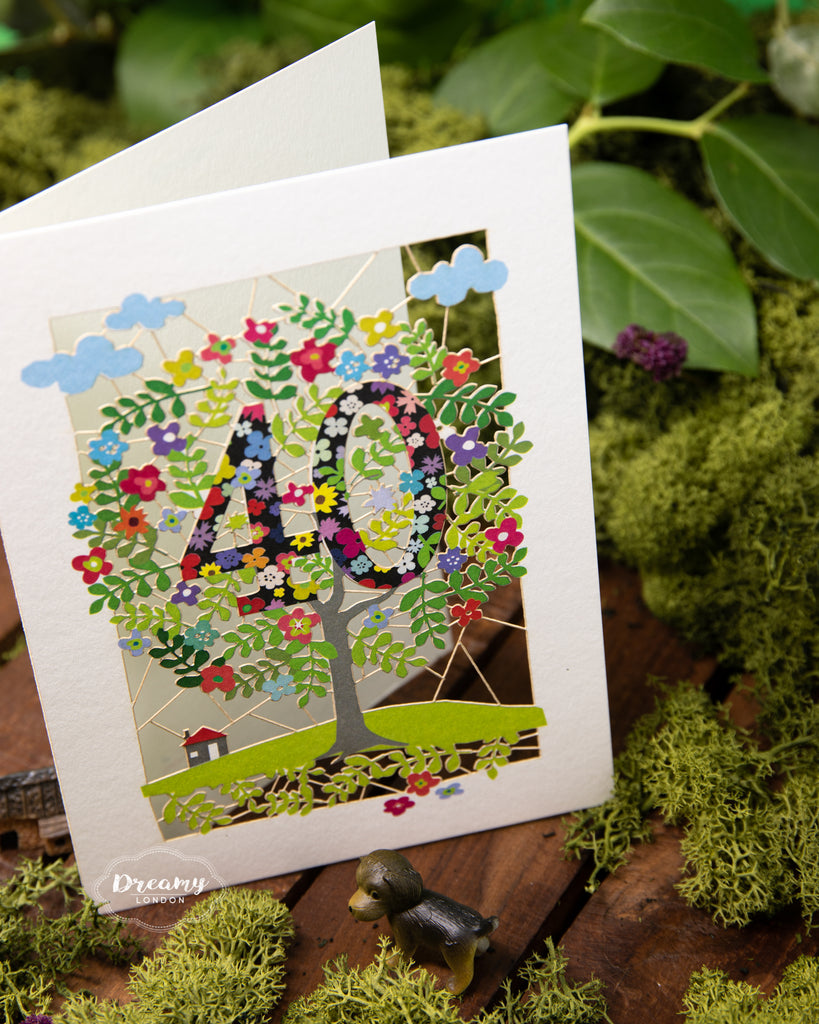 40th Tree of Life Birthday Card - dreamylondon