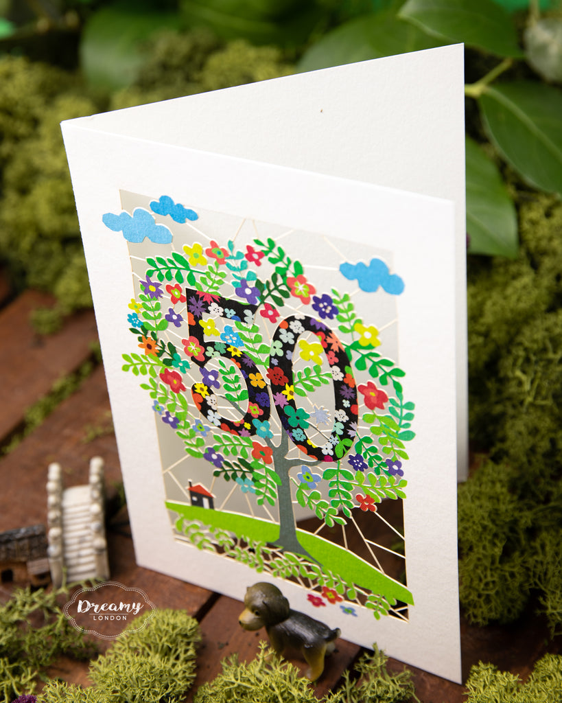 50th Tree of Life Birthday Card - dreamylondon