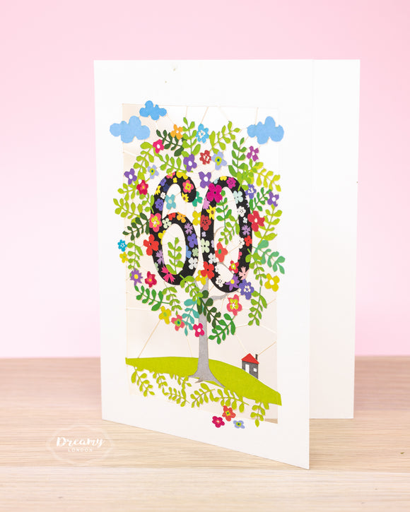 60th Tree of Life Birthday Card - dreamylondon
