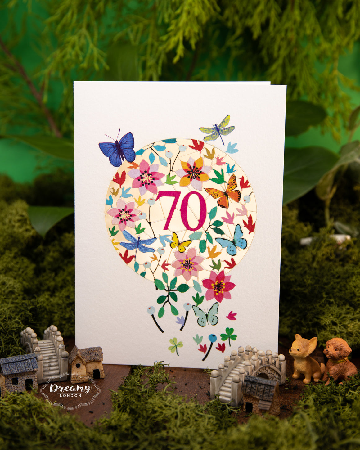 70th Butterflies Birthday Card - dreamylondon