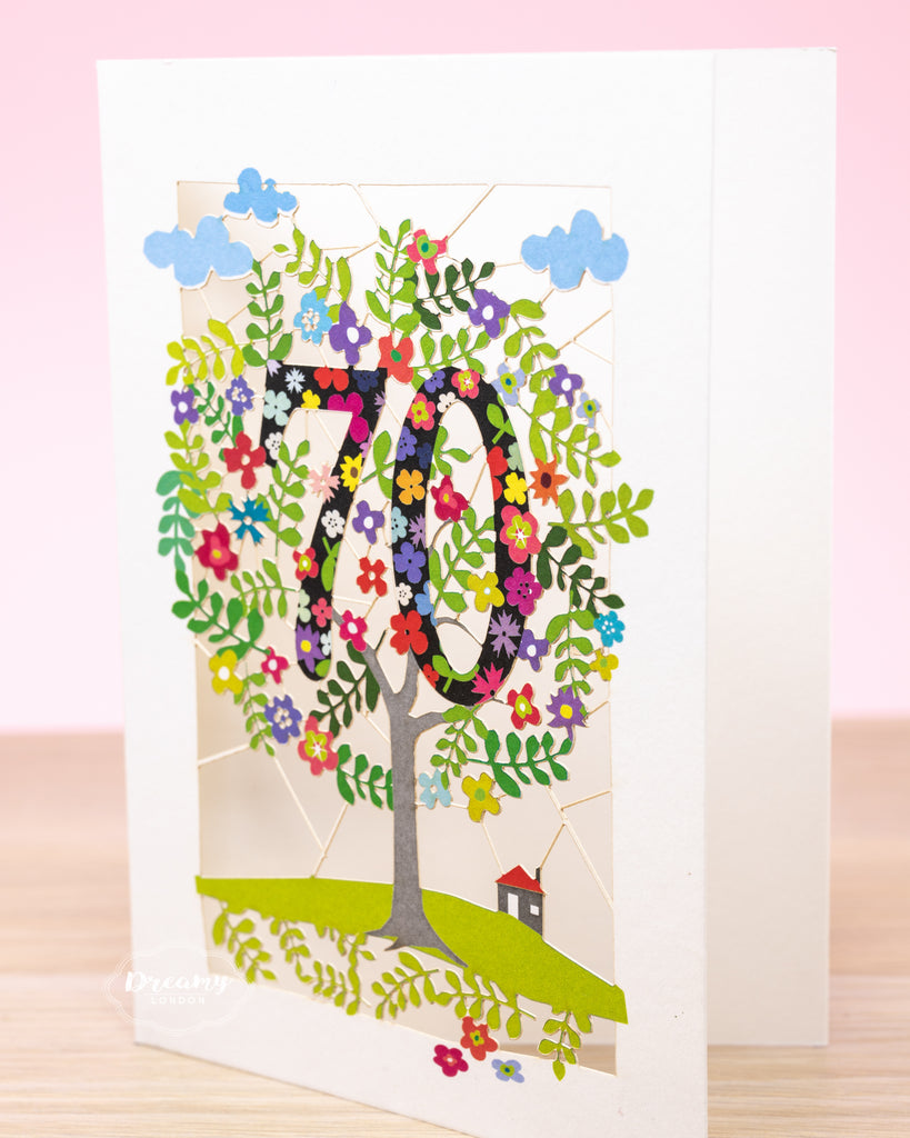 70th Tree of Life Birthday Card - dreamylondon