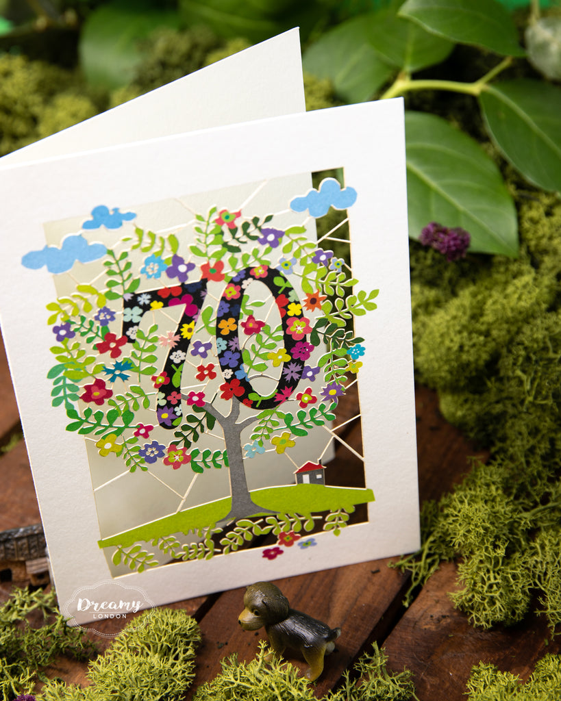 70th Tree of Life Birthday Card - dreamylondon