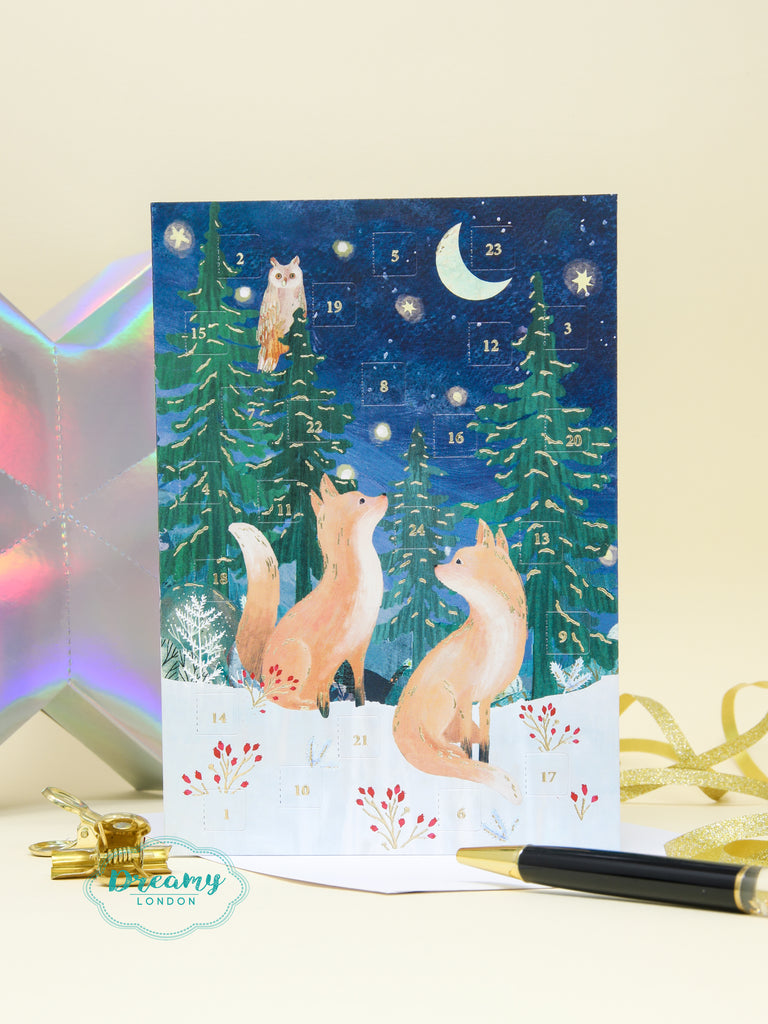 Fluffy Foxes Advent Calendar Card 2023