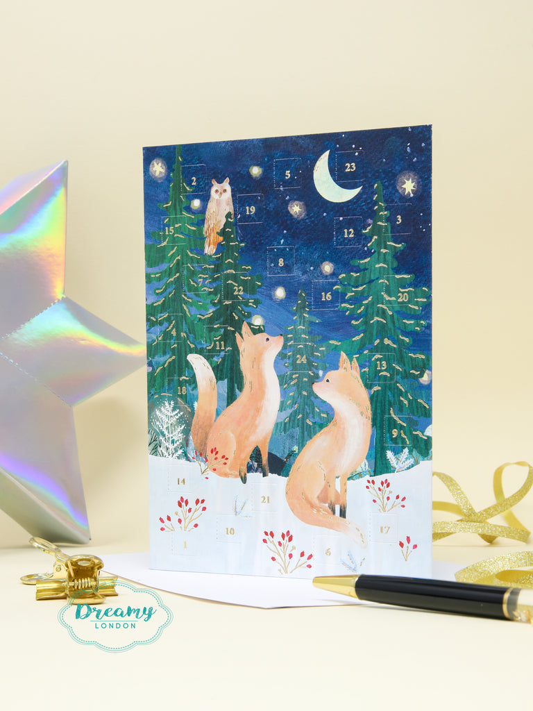 Fluffy Foxes Advent Calendar Card 2023