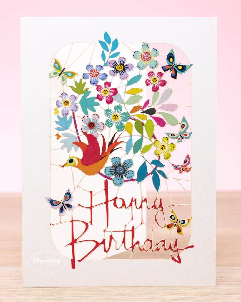 Flying Bird Happy Birthday Card - dreamylondon