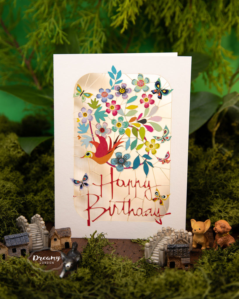 Flying Bird Happy Birthday Card - dreamylondon