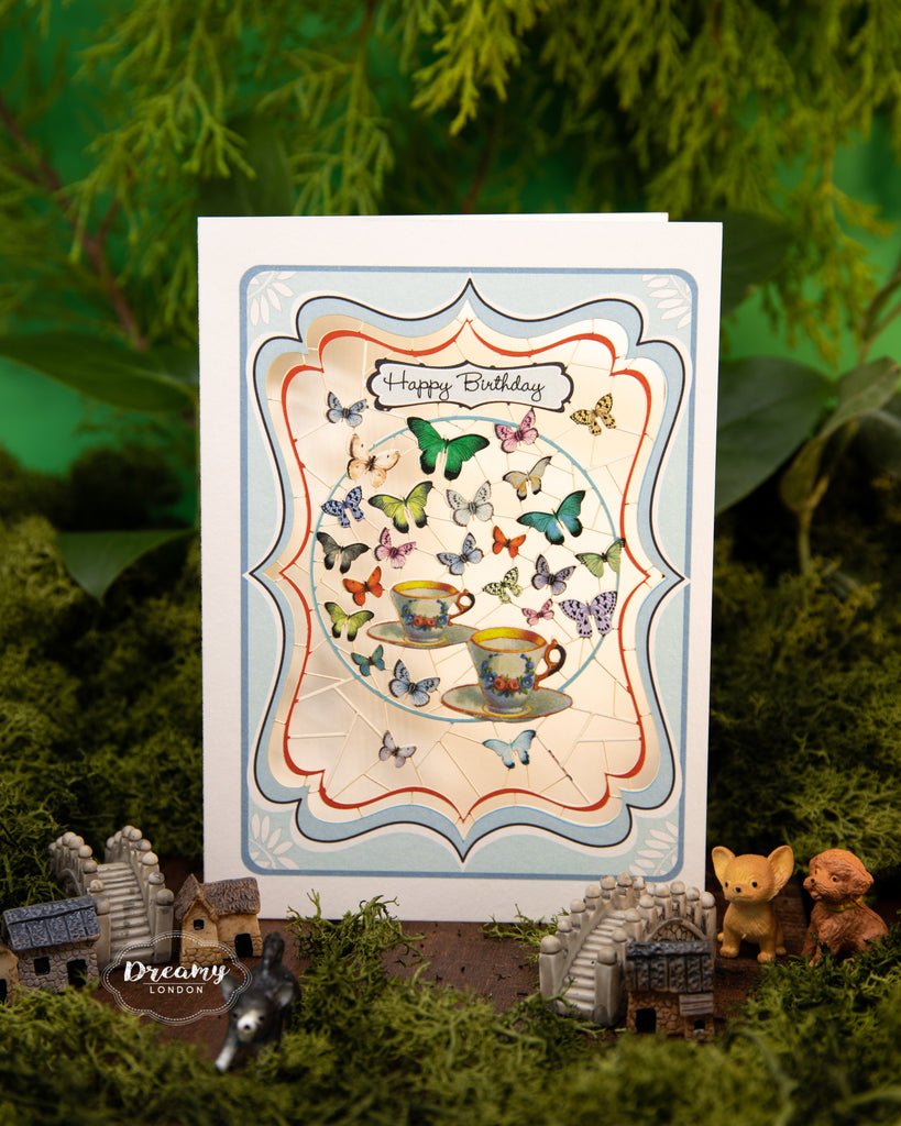Butterflies and Birthday Tea Card - dreamylondon