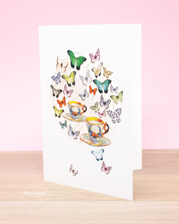 Butterflies and Tea Laser Cut Greeting Card, Marry Poppins Returns Tea Party Greeting Card, Alice in Wonderland Tea Party, Disney Tea Party Greeting Card - Dreamy London