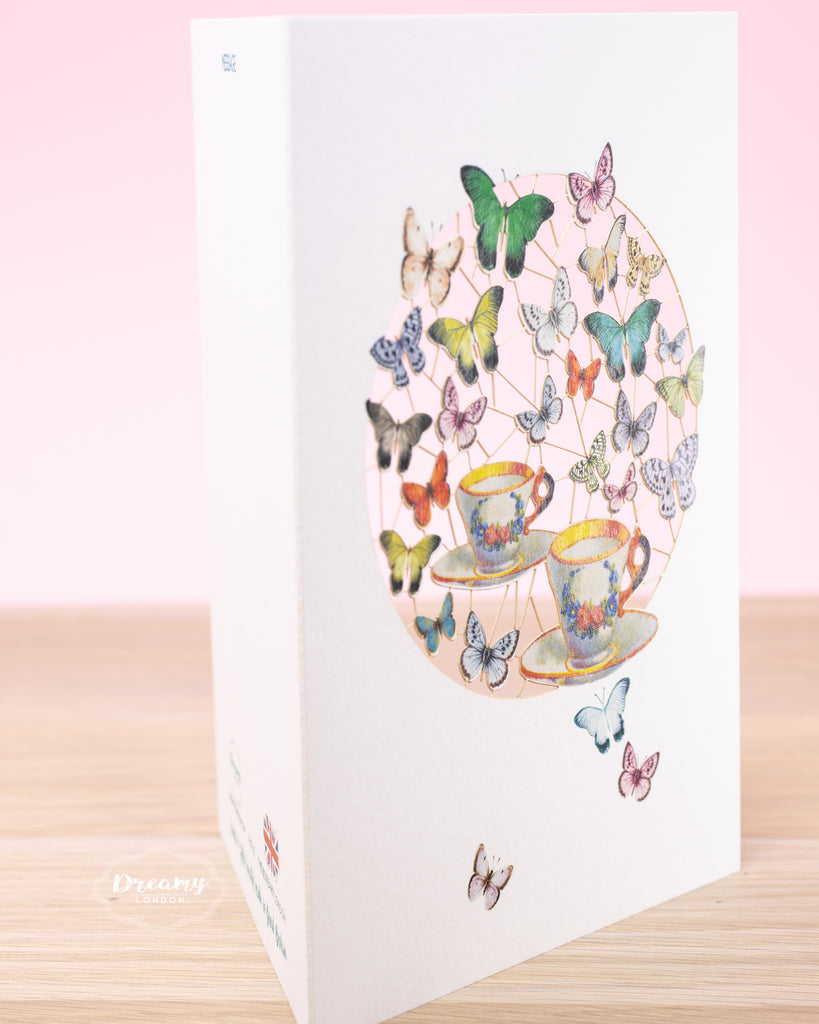 Butterflies and Tea Laser Cut Greeting Card, Marry Poppins Returns Tea Party Greeting Card, Alice in Wonderland Tea Party, Disney Tea Party Greeting Card - Dreamy London