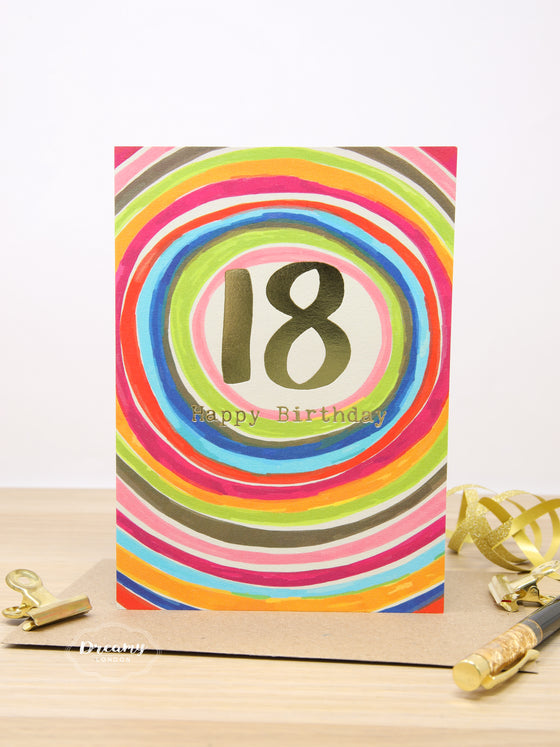 18th Rainbow Birthday Card
