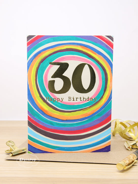 30th Rainbow Birthday Card