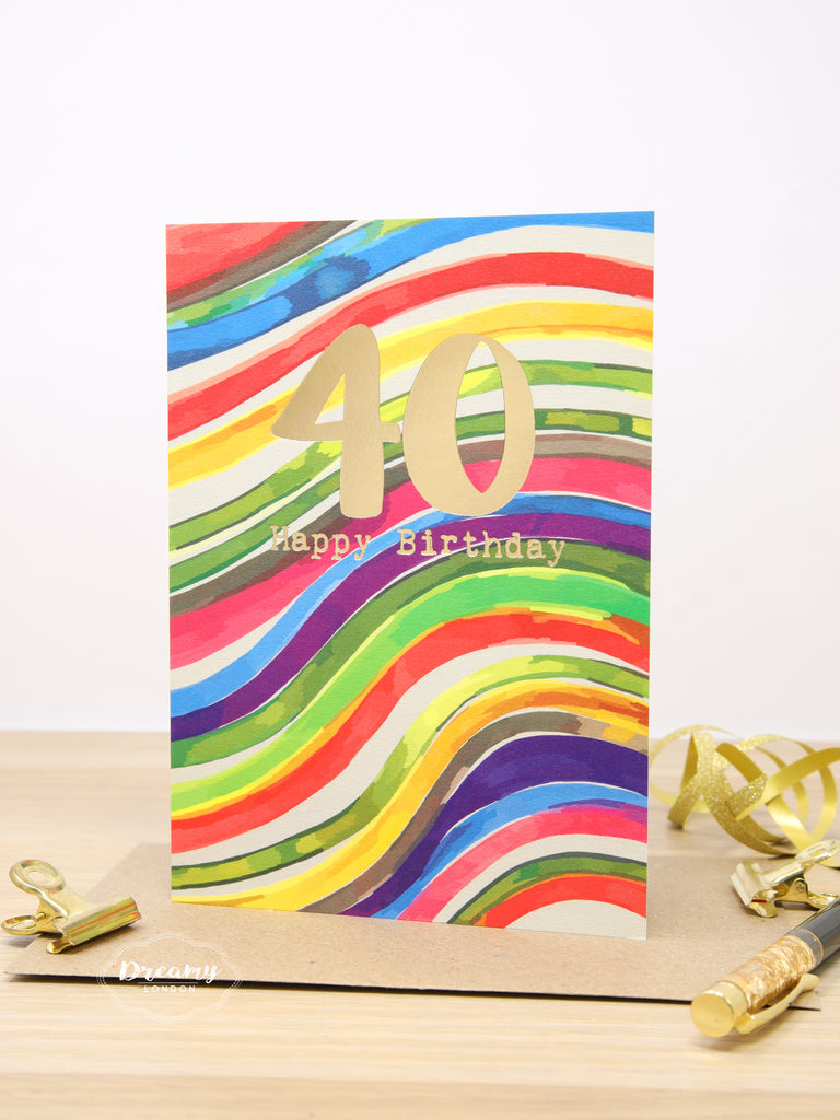 40th Rainbow Birthday Card
