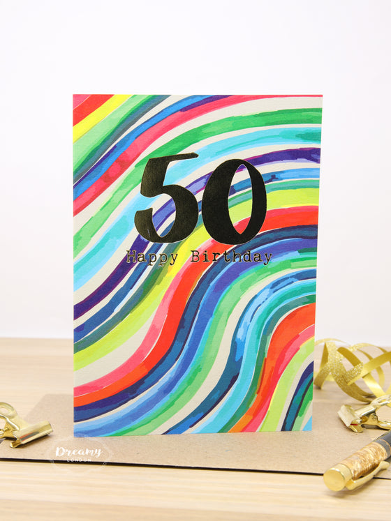 50th Rainbow Birthday Card