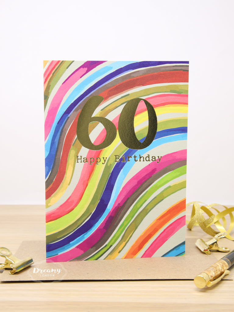 60th Rainbow Birthday Card