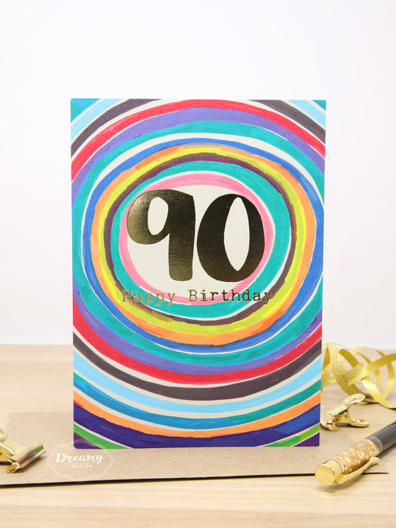 90th Rainbow Birthday Card