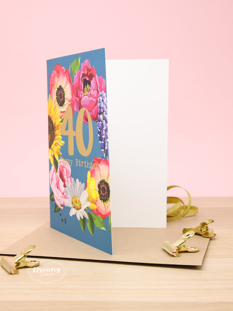 Blossom 40th Birthday Card