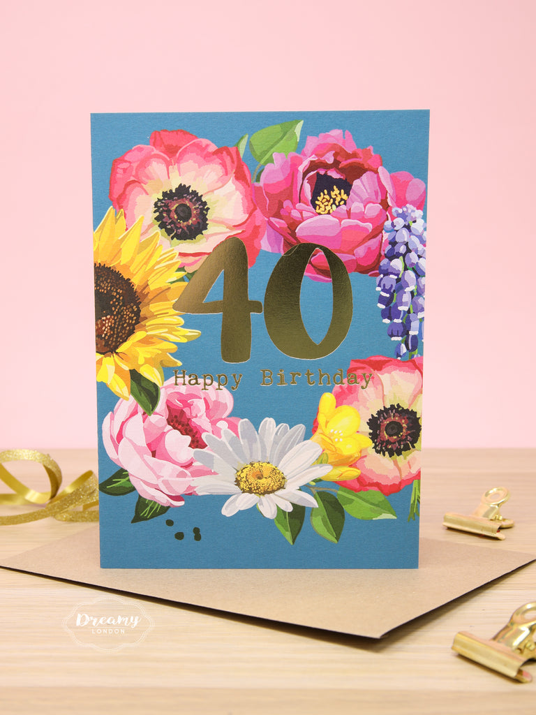 Blossom 40th Birthday Card