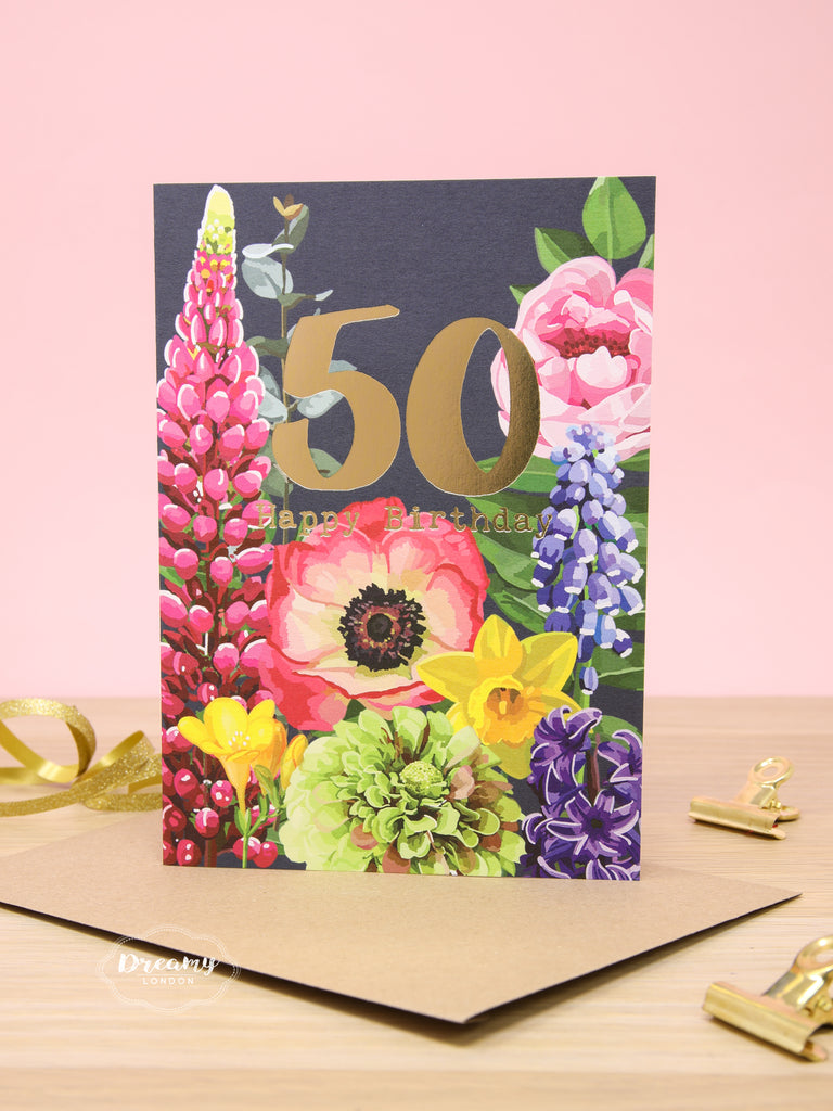 Blossom 50th Birthday Card