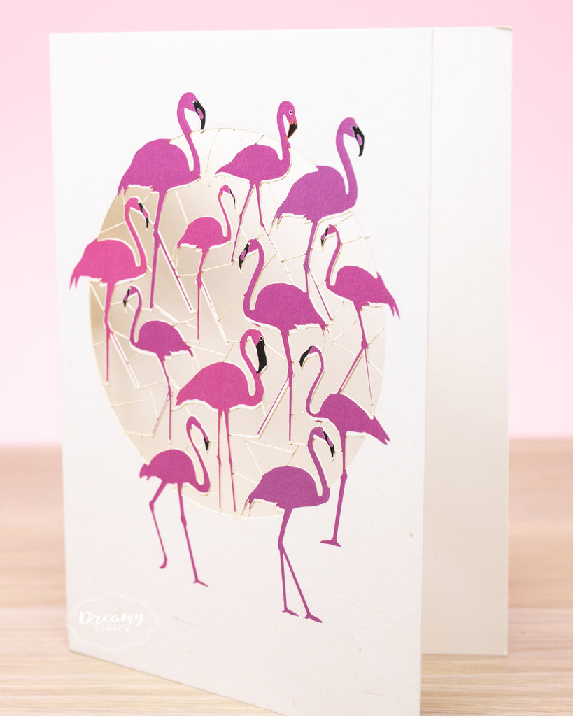 Flamingos  Greeting Card, Tickled Pink Greeting Card - Made in England - Dreamy London