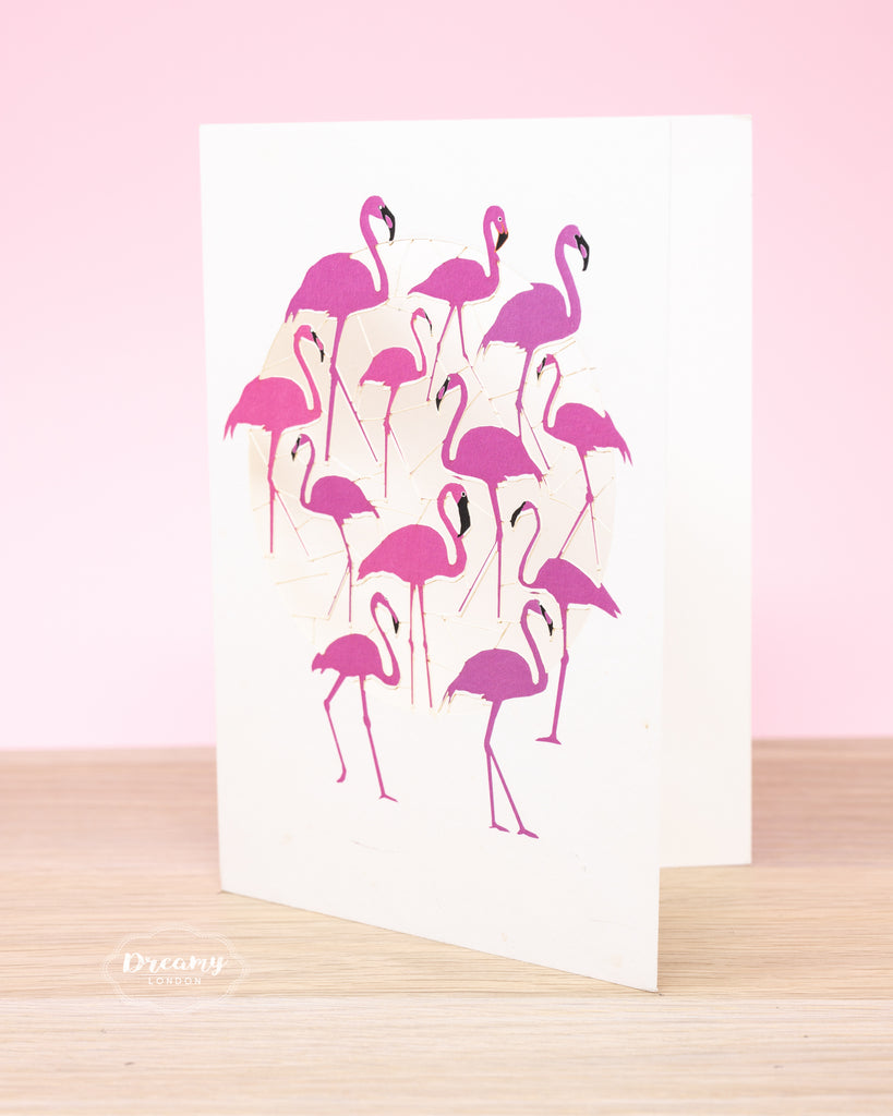 Flamingos  Greeting Card, Tickled Pink Greeting Card - Made in England - Dreamy London