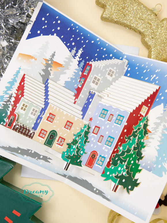 Christmas Village Winter Town Christmas Pop Up Card