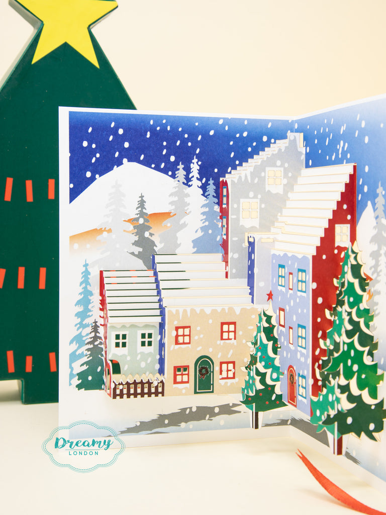 Christmas Village Winter Town Christmas Pop Up Card