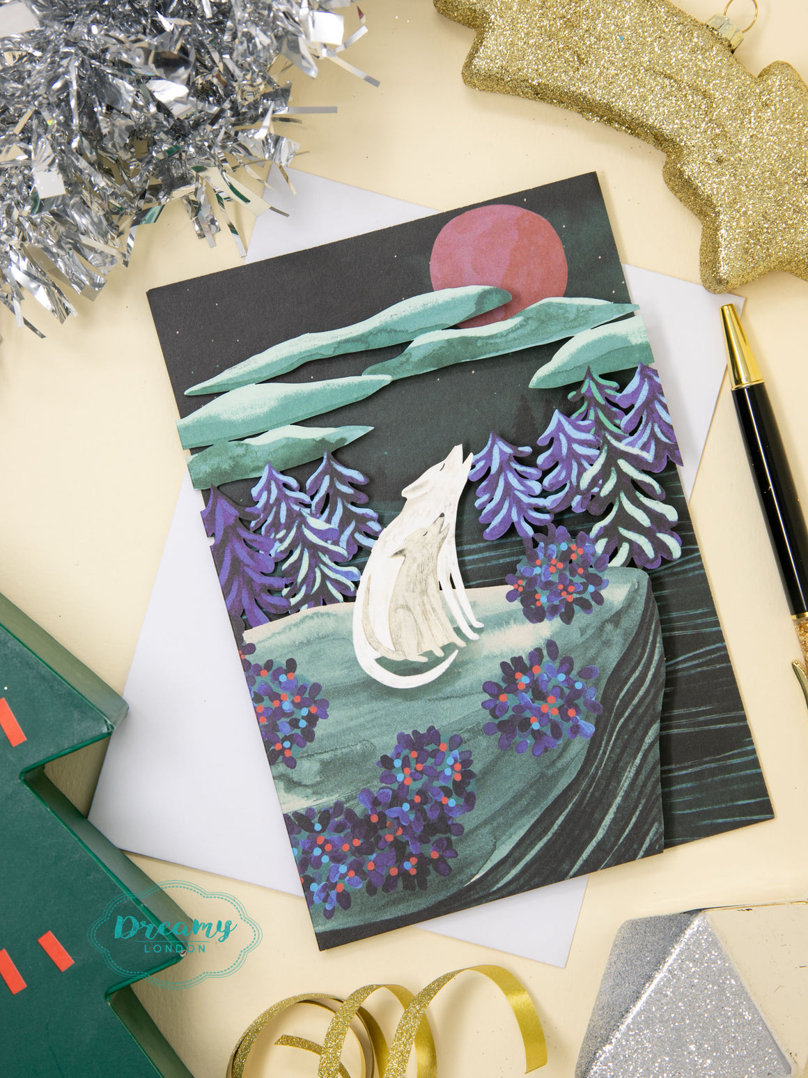 By the Light of the Moon Laser Cut Christmas Card