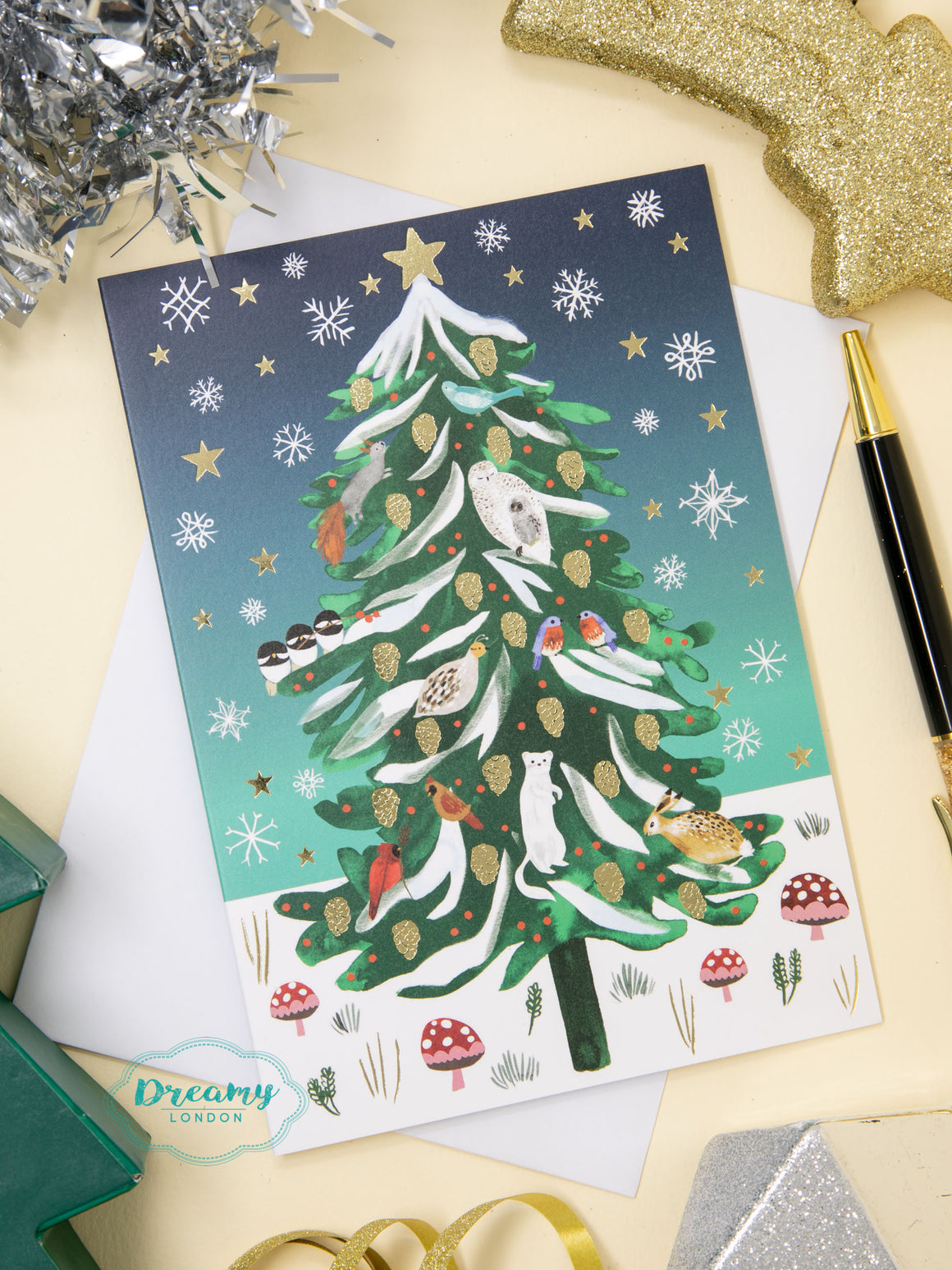 Pack of 5 Christmas Conifer Greeting Cards