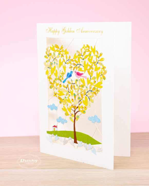 Golden Anniversary Love Birds Card - dreamylondon