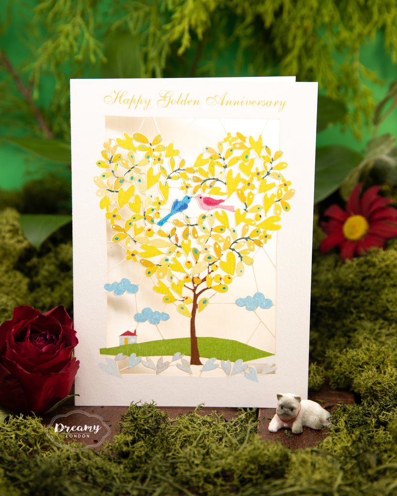 Golden Anniversary Love Birds Card - dreamylondon