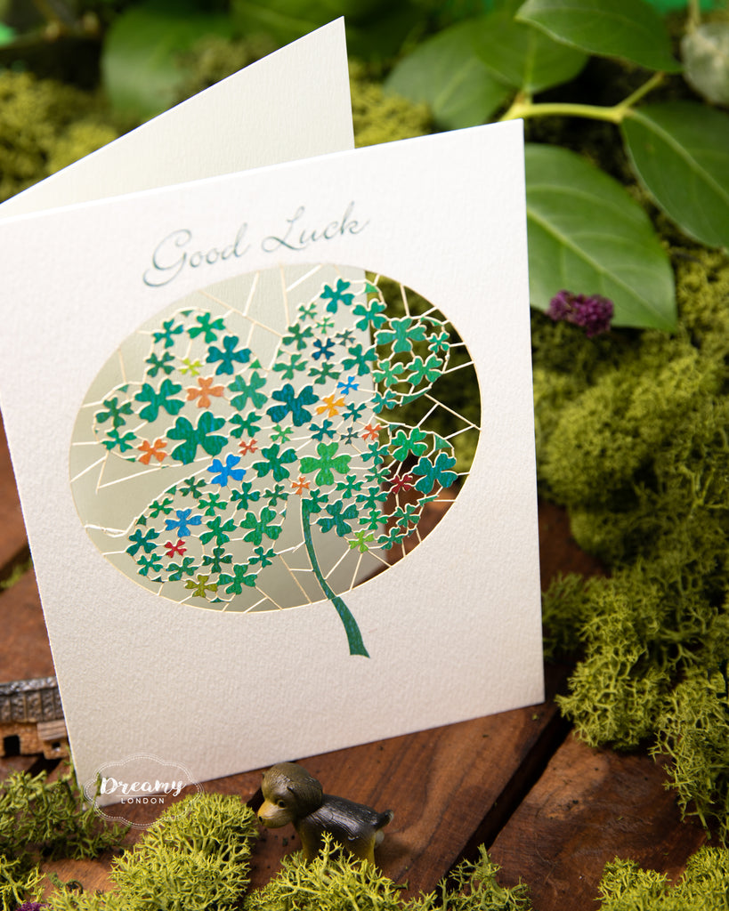 Four-Leaf Clover Good Luck Card - dreamylondon