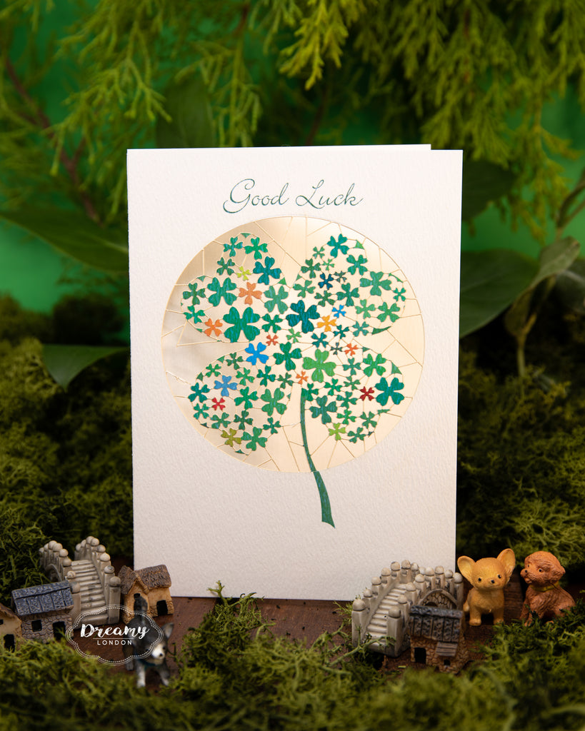 Four-Leaf Clover Good Luck Card - dreamylondon