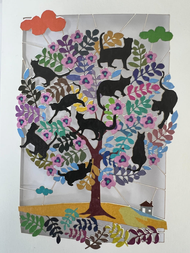 Black Cat Tree of Life Card