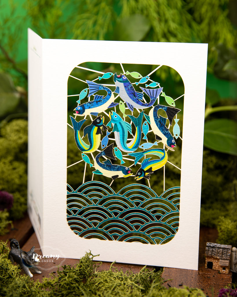Japanese Fish Laser Cut Greeting Card, Japanese-inspired card, travel card - dreamylondon