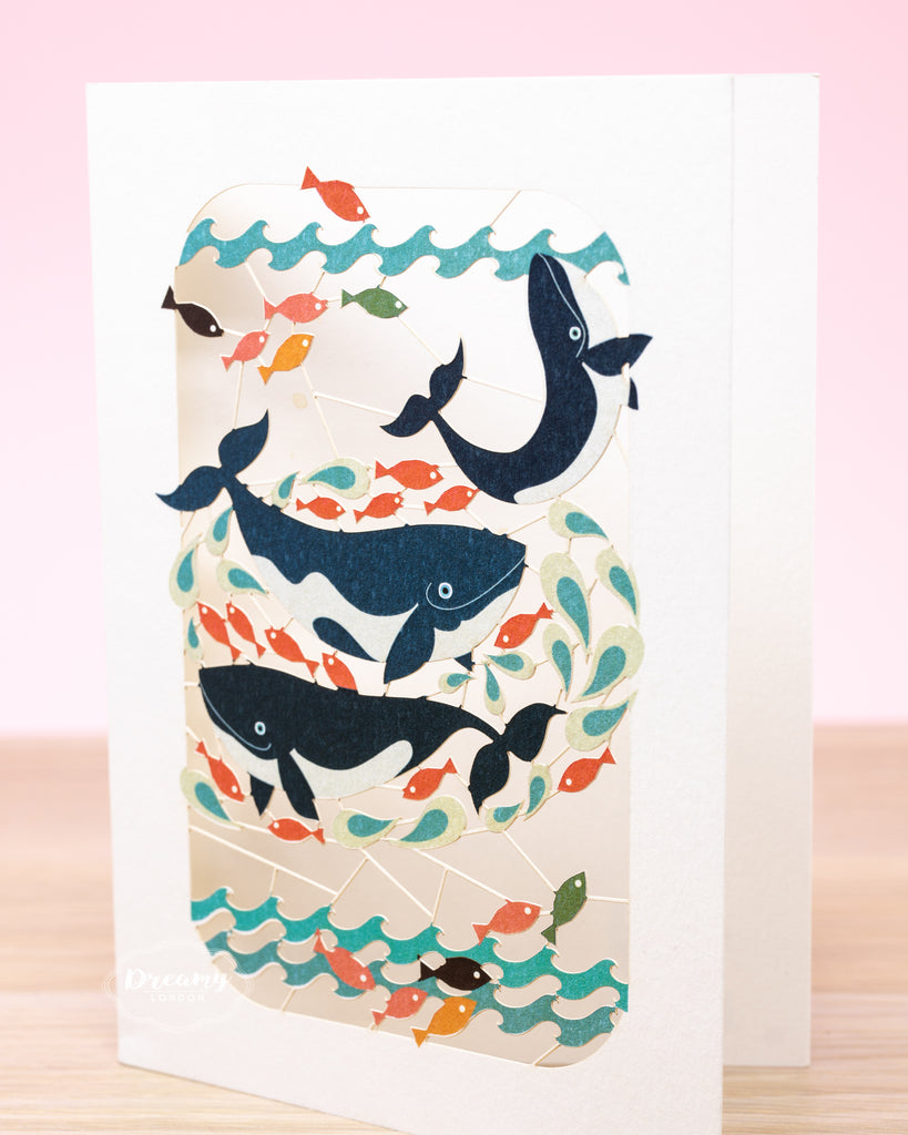 Japanese Whales Greeting Card - dreamylondon