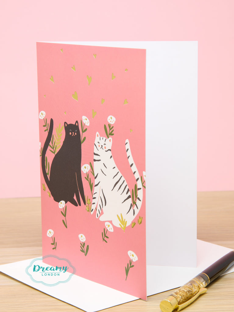 Black White Cat Love Card