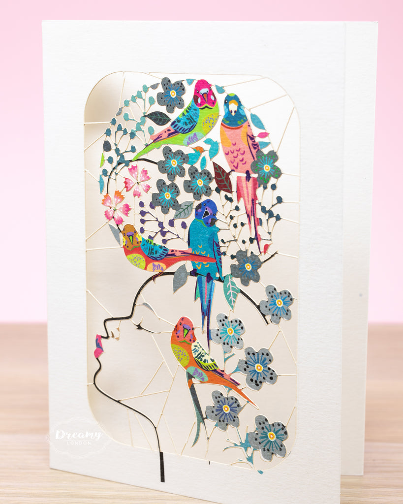 Parrot Lady Greeting Card - dreamylondon
