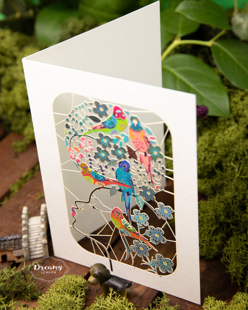 Parrot Lady Greeting Card - dreamylondon