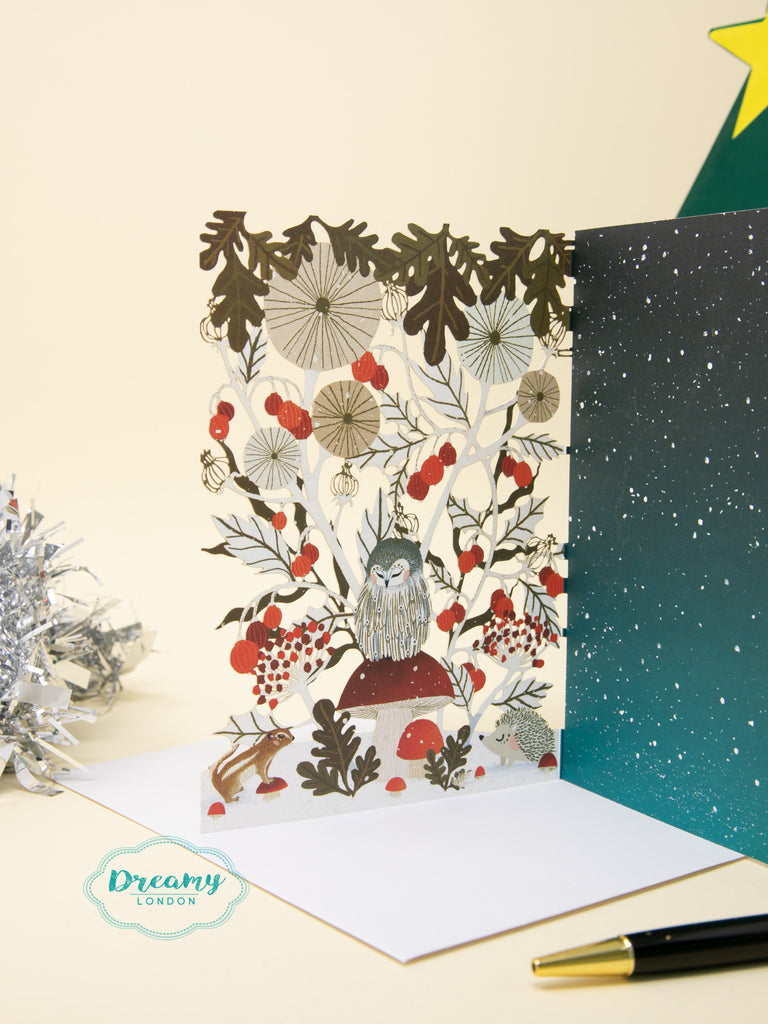 Owl & Frosty Forest Laser Cut Christmas Card