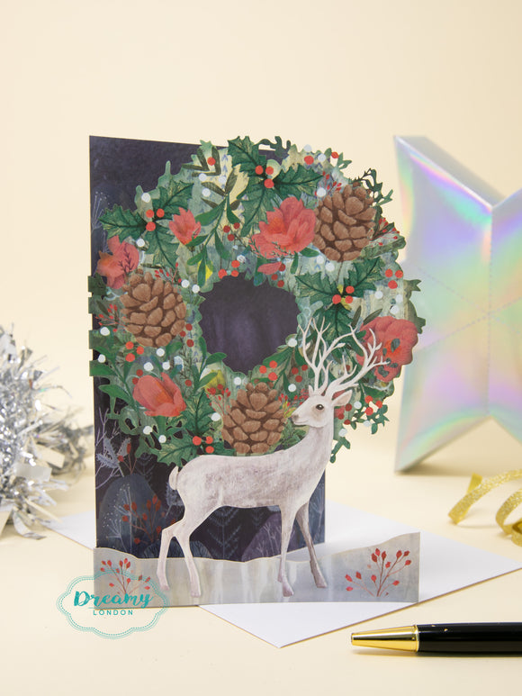 Silver Stag Laser Cut Christmas Card