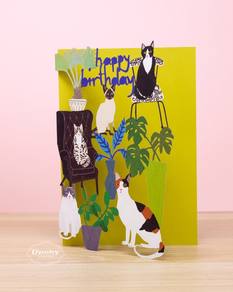 Cats Party Birthday Card - dreamylondon